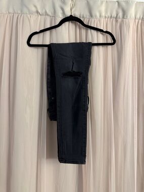 Good American Black Distressed Jeans Overalls